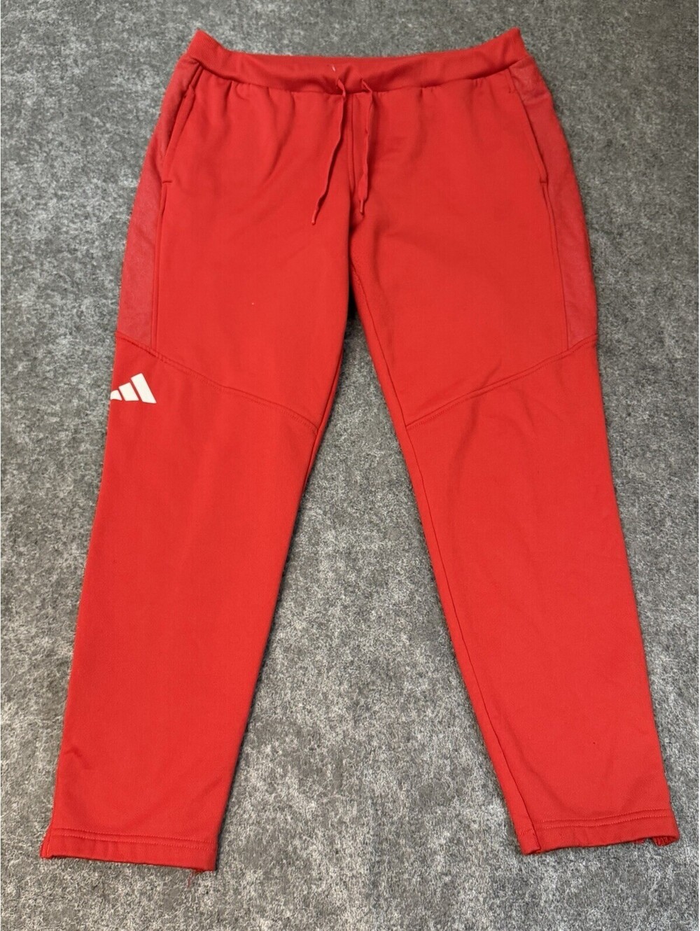 Adidas Men’s XL Red Fleece Jogger Sweatpants Drawstring Athletic Pockets